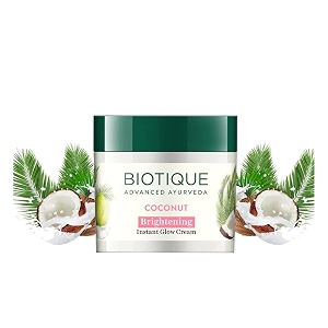 biotique coconut whitening and brightening cream for all skin types 50g