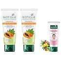 Biotique Face Glo Adveance Brightening Fruit Cream, 50g &amp; Papaya Deep Cleanse Face Wash For Visibly Glowing Skin All Skin Types, 2x100ml