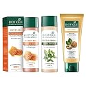 Biotique Honey Gel Face Cleanserl&Biotique Walnut Exfoliating & Polishing Face Scrub &Biotique Fresh Henna Color Protect Shampoo & Conditioner For Color Treated Hair, 190