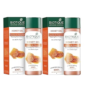 biotique bio honey gel refreshing foaming face cleanser 120ml pack of 2 white