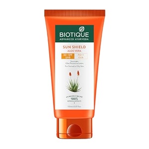 biotique sun shield aloe vera 30 spf uvb sunscreen ultra protectective all skin cream 150ml