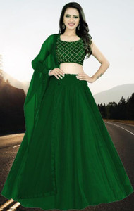 bipin fashion embroidered semi stitched lehenga choli green