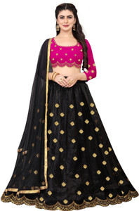 bipin fashion embroidered semi stitched lehenga choli pink black