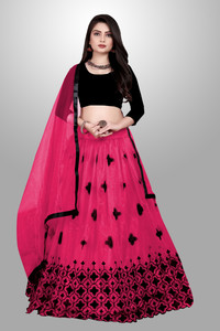 bipin fashion embroidered semi stitched lehenga choli pink