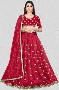 bipin fashion embroidered semi stitched lehenga choli red