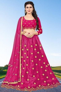 bipin fashion embroidered semi stitched lehenga choli pink