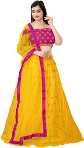 bipin fashion embroidered semi stitched lehenga choli pink