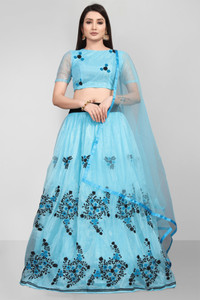 bipin fashion embroidered semi stitched lehenga choli light blue