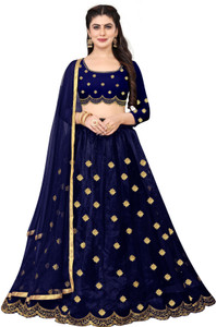 bipin fashion embroidered semi stitched lehenga choli blue