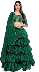 bipin fashion embroidered semi stitched lehenga choli green