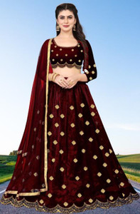 bipin fashion embroidered semi stitched lehenga choli maroon