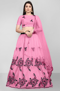 bipin fashion embroidered semi stitched lehenga choli pink