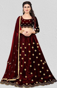 bipin fashion embroidered semi stitched lehenga choli maroon