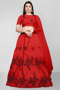 bipin fashion embroidered semi stitched lehenga choli red