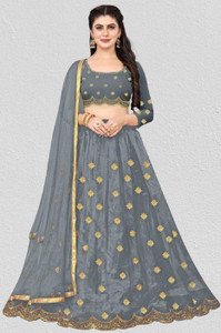 bipin fashion embroidered semi stitched lehenga choli grey