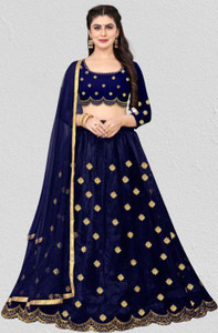 bipin fashion embroidered semi stitched lehenga choli blue