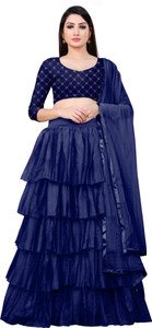 bipin fashion embroidered semi stitched lehenga choli blue blue