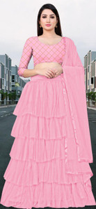 bipin fashion embroidered semi stitched lehenga choli pink