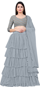 bipin fashion embroidered semi stitched lehenga choli grey