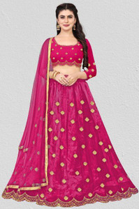bipin fashion embroidered semi stitched lehenga choli pink