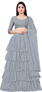 bipin fashion embroidered semi stitched lehenga choli grey grey