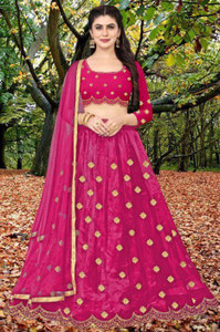 bipin fashion embroidered semi stitched lehenga choli pink