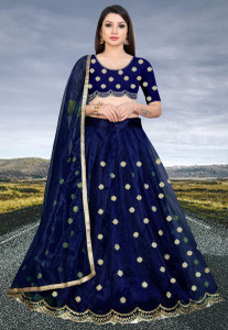 bipin fashion embroidered semi stitched lehenga choli blue