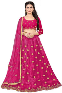 bipin fashion embroidered semi stitched lehenga choli pink