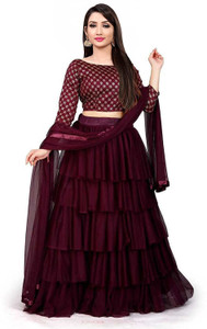 bipin fashion embroidered semi stitched lehenga choli maroon