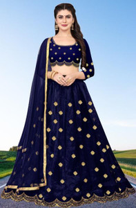 bipin fashion embroidered semi stitched lehenga choli blue