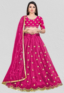 bipin fashion embroidered semi stitched lehenga choli pink