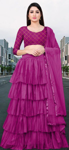 bipin fashion embroidered semi stitched lehenga choli purple