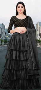 bipin fashion embroidered semi stitched lehenga choli black