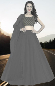 bipin fashion embroidered semi stitched lehenga choli grey