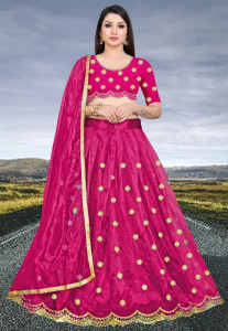 bipin fashion embroidered semi stitched lehenga choli pink