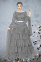 BIPIN FASHION Embroidered Semi Stitched Lehenga Choli (Grey)
