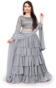 BIPIN FASHION Embroidered Semi Stitched Lehenga Choli (Grey)
