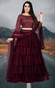 BIPIN FASHION Embroidered Semi Stitched Lehenga Choli (Maroon)