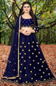 BIPIN FASHION Embroidered Semi Stitched Lehenga Choli (Blue)