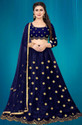 BIPIN FASHION Embroidered Semi Stitched Lehenga & Crop Top (Blue)