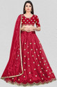 BIPIN FASHION Embroidered Semi Stitched Lehenga Choli (Red)