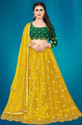 BIPIN FASHION Embroidered Semi Stitched Lehenga & Crop Top (Green, Yellow)