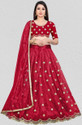 BIPIN FASHION Embroidered Semi Stitched Lehenga Choli (Red)