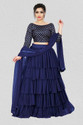 BIPIN FASHION Embroidered Semi Stitched Lehenga Choli (Blue)