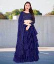 BIPIN FASHION Embroidered Semi Stitched Lehenga Choli (Blue)