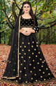 BIPIN FASHION Embroidered Semi Stitched Lehenga Choli (Black)