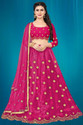 BIPIN FASHION Embroidered Semi Stitched Lehenga & Crop Top (Pink, Gold)