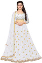 BIPIN FASHION Embroidered Semi Stitched Lehenga Choli (White)