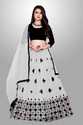 BIPIN FASHION Embroidered Semi Stitched Lehenga Choli (White)