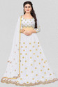 BIPIN FASHION Embroidered Semi Stitched Lehenga Choli (White)